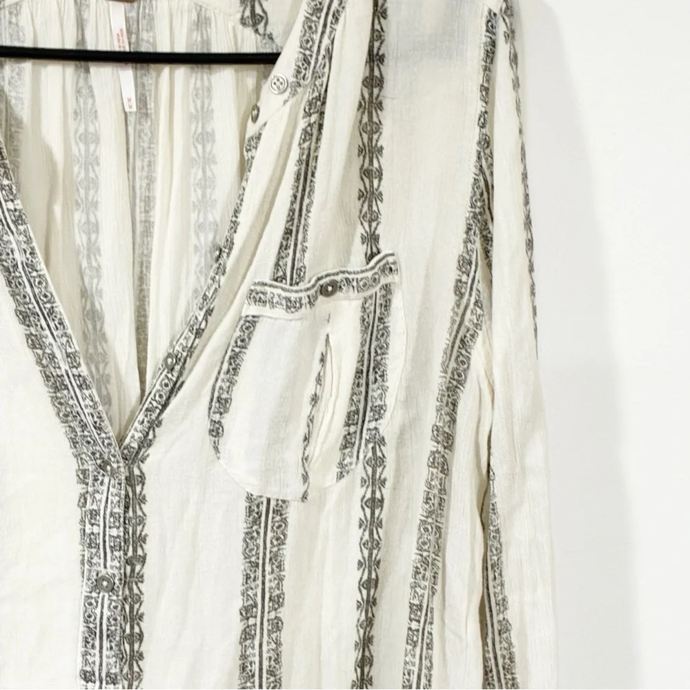 FREE PEOPLE Vanilla Combo Shibori Magic Long Sleeve‎ Top Size Medium
